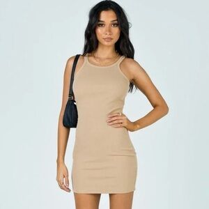 Princess Polly Kiera Mini Dress in Beige Size 2 NWOT